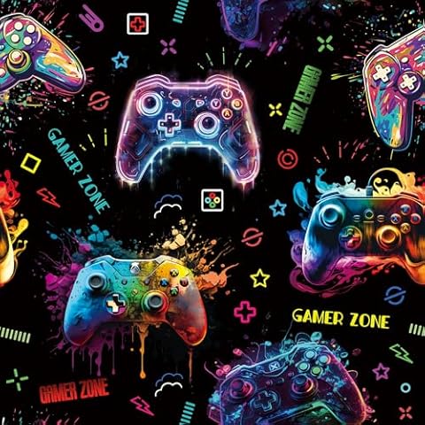 IARTTOP Colorful Gamming Wallpaper Self-Adhesive Game Console Decoration Gaming Boy Wallpaper Graffiti Game for Wall Playroom Wallpaper Children's Room Console Game Area Wallpaper (118 x17.3inch Cover