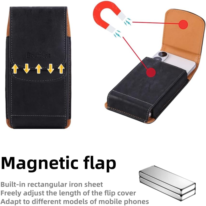 Phone Holster Pouch Case Belt Clip Loops Card Slot for Man iPhone12 13 14 15 16 17,11 12 13 14 15 16 17pro,17Air/Samsung S25 S24 S23 S22 S21 S20/LG/Moto (Black&Yellow, L(6.1" x3.2''x0.8)) image 2