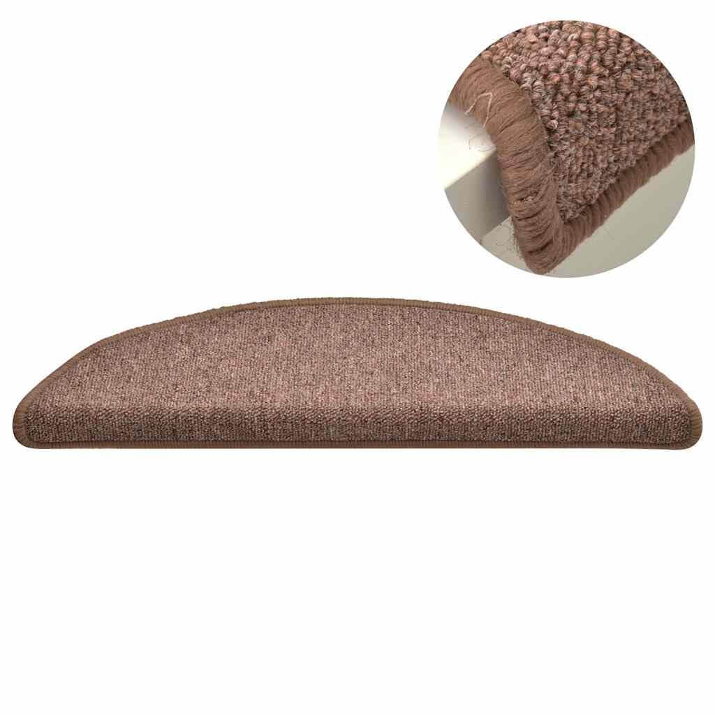 Brązowe Nakładki na Schody z Tuftowanego PP, 15 Sztuk, 56x17x3 cm,