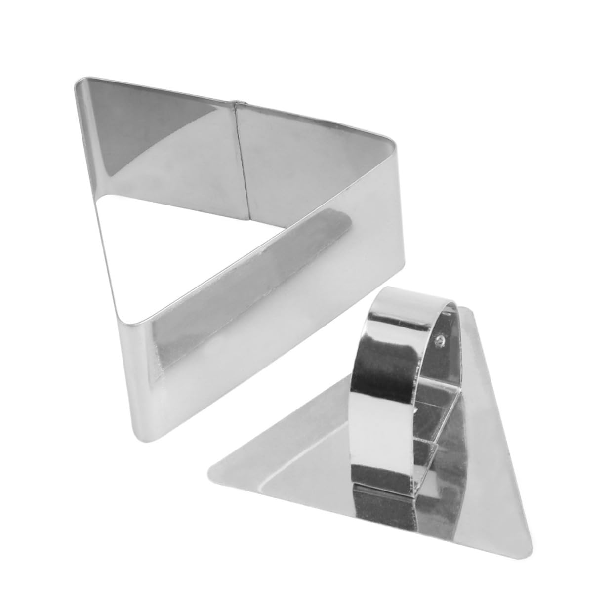 AUTSUPPL 2pcs Triangle Cake Mold Stainless Steel Mousse Cutter with Pushing Plate for Baking Cookies Chocolates and Mousse Non-stick Baking Tool for Home Kitchen