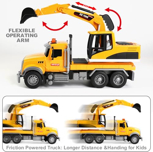 Image of Dwi Dowellin Large Excavator Truck Toy for 3 4 5 6 Year Old Boys,Truck Toy with Sound and Light