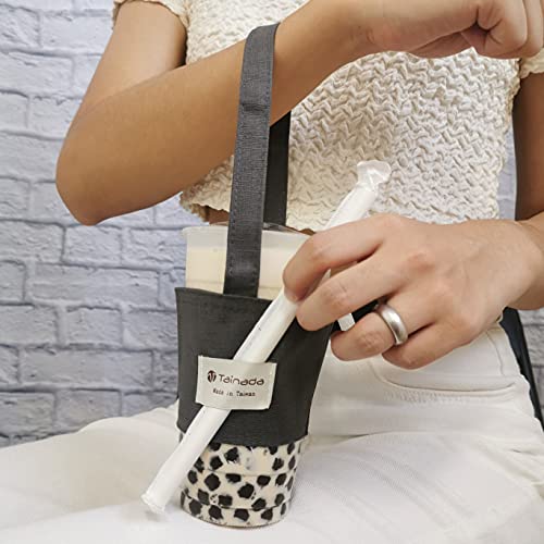 Image of Hands-Free Coffee & Boba Cup Carrier Strap & Straw Loop (2 Pcs Set) (Gray)