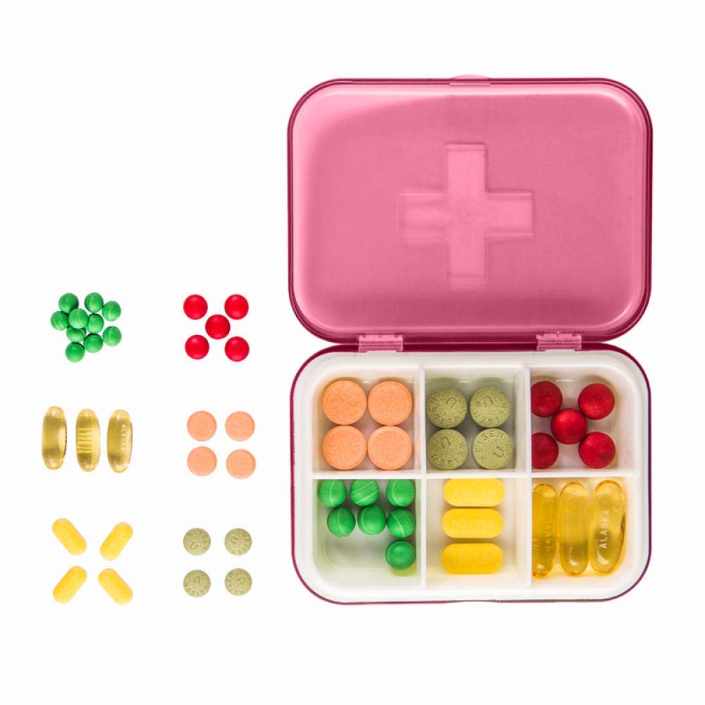 Pastillero Organizador Se Puede Utilizar En Carteras Y Bolsillos Dispensador De Pastillas Caja Semanal Caja 6 Cuadrícula Naranja