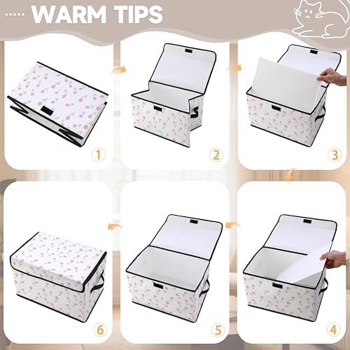 Image of Stackable Clothes Storage Bins with Lids 3 Pack. | Closet Organizers Fabric Cat Printing Box for Home and Office,Blanket Clothes Organizers,Under Bed Storage Containers