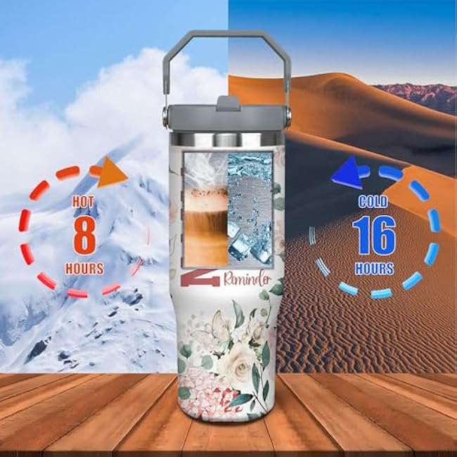 30oz Grandma Tumbler with Handle and Straw, Stainless Steel Insulated Nana Cup with Top Handle and Lid, Grandma Coofee Mug Christmas Birthday Gifts for Grammy/Gigi/Mimi