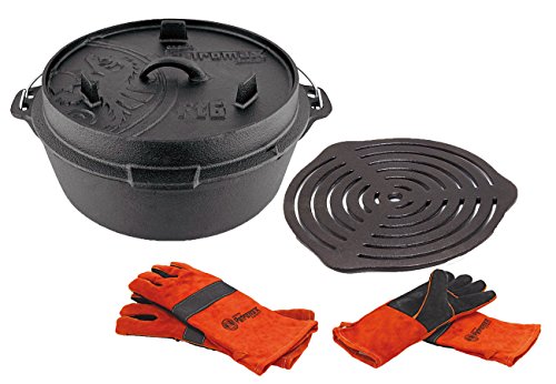 Preisvergleich Produktbild Petromax Set Feuertopf Ft6 (mit Füße) + Grilleinsatz + Handschuhe