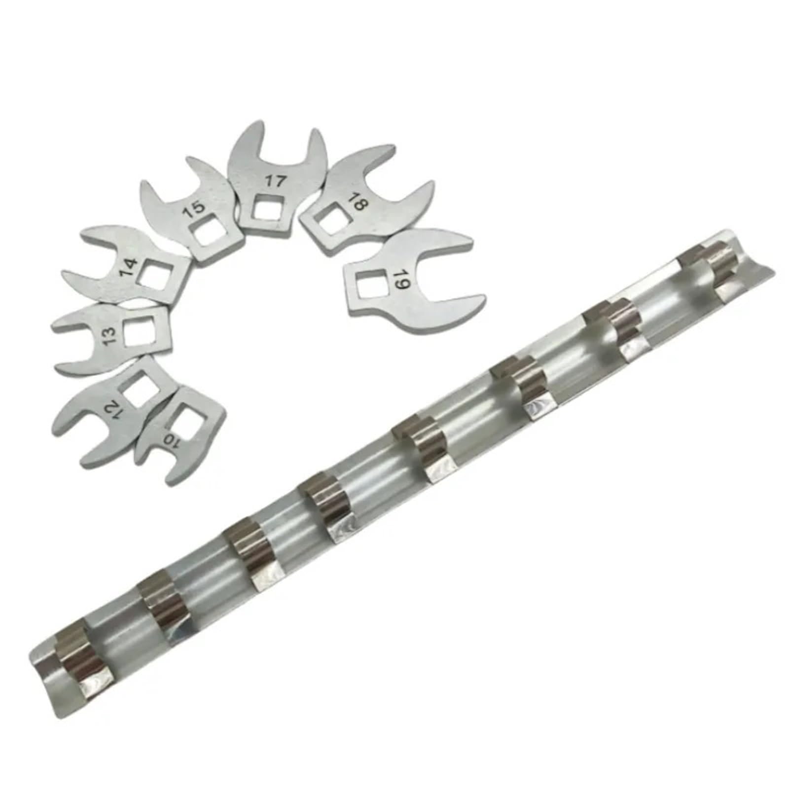 Xuczhai One Color 8Pcs Drive Crowfoot Wrench Sets Replaceable Head Movable Open-End L/Horns Shaped Open-Ended Dual-Purpose