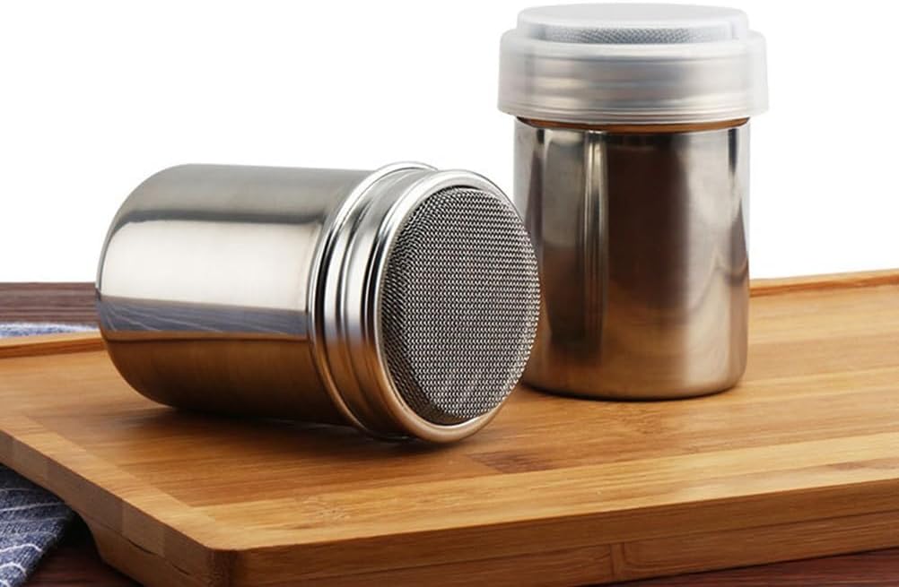 Stainless Steel Powder Shaker with Fine Mesh and Translucent Lid 2.32 Inch Spice Dredger Seasoning Jar for Baking Cooking Sugar Flour Sprinkle