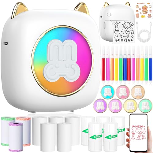 ZZXLOPEZ Mini Imprimante Portable, Imprimante Photo Thermique sans Fil Bluetooth avec 14 Rouleaux de...