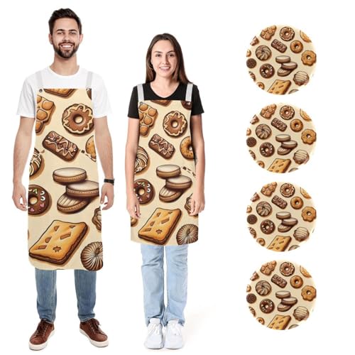 Tabliers de cuisine biscuits caramel imperméables lot de 2 tabliers de cuisine avec poches