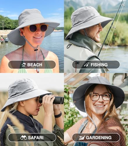 Image of GearTOP Safari Hat for Men Sun Hats for Women UV Protection UPF 50+ Fishing, Gardening, Hiking Hat (22-23 1 /2 inch)