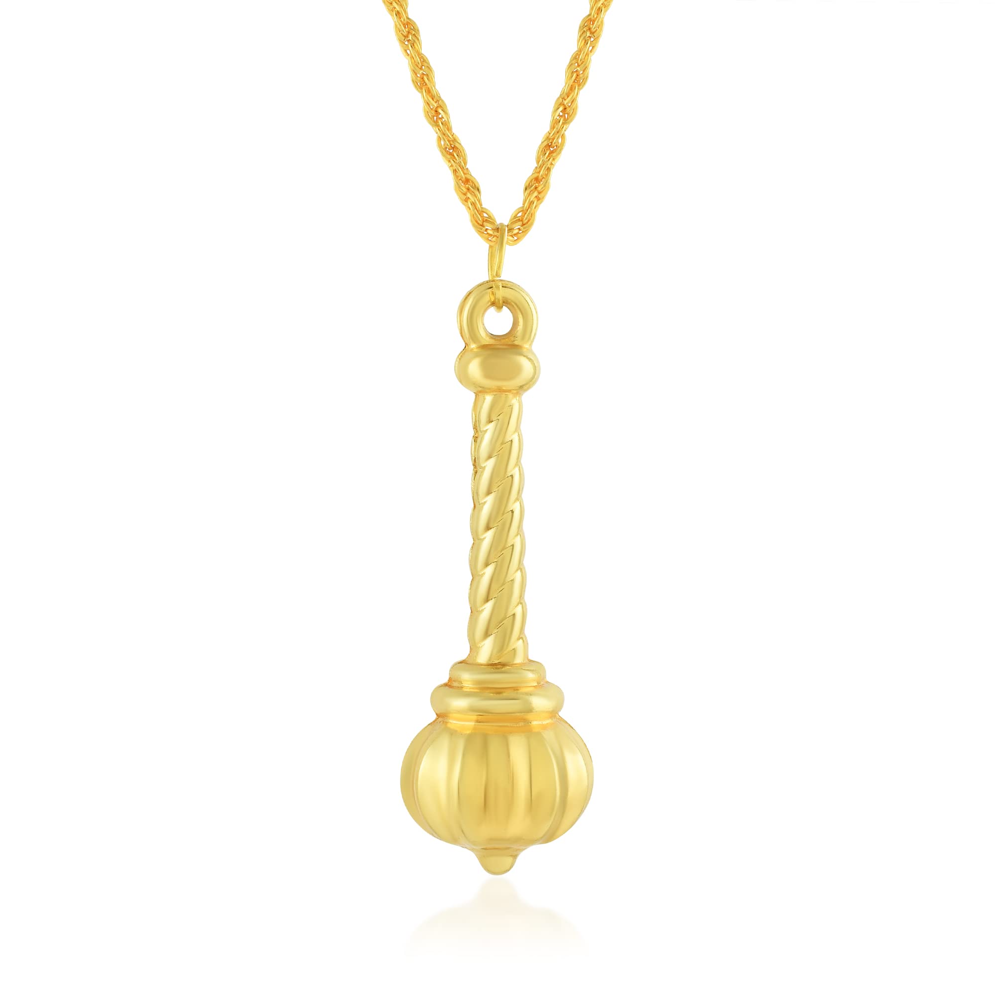 Missmister Brass Handmade Micron Goldplated Bajrang Bali Hanuman Gada (Mace) chain pendant Spiritrual Hindu Temple Jewellery necklace (MM5998PCGS)-image-43