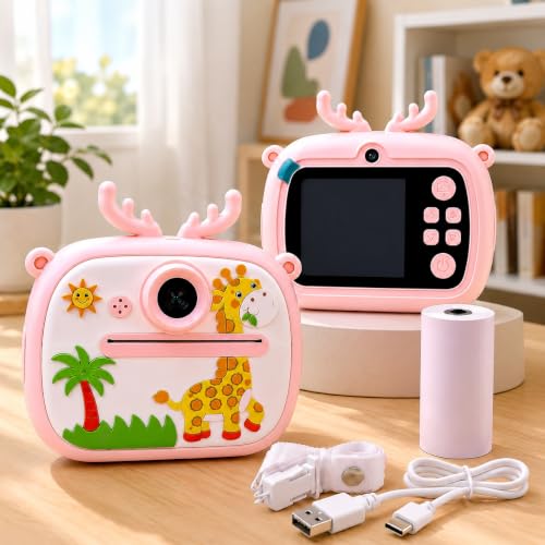 Image of Kids Instant Print Camera | Inkless Thermal Digital Camera with HD Video, Selfie, Music, Games, 2.4 inch Screen, SD Card Support | Gift for Boys & Girls (Multicolor)