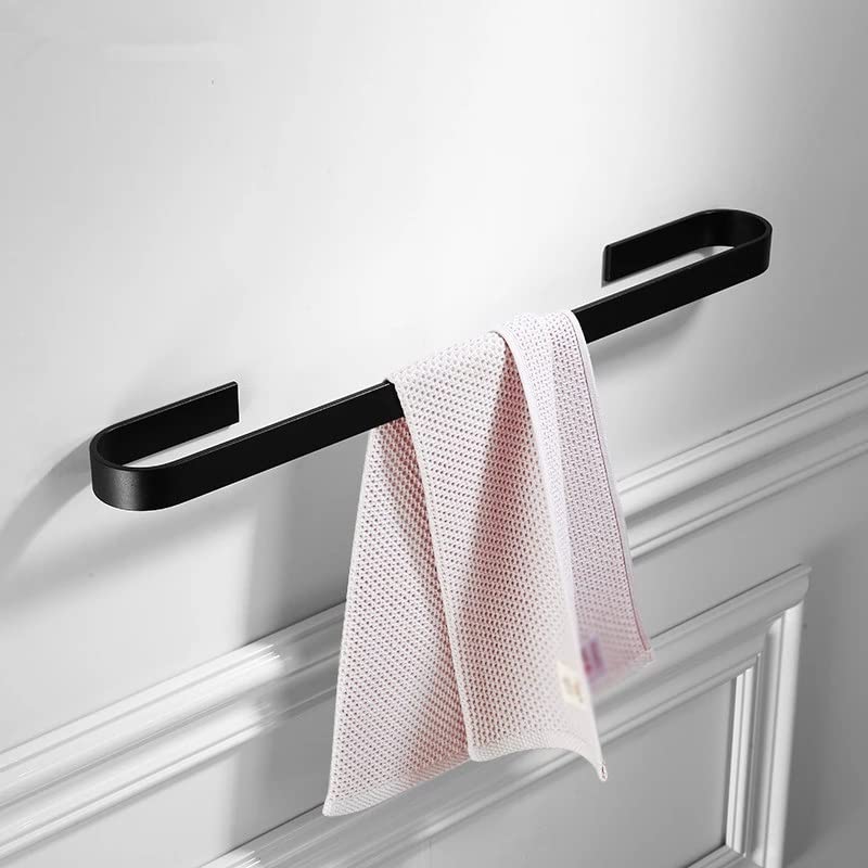 Barre de serviette de salle de bain 40 cm en aluminium noir mat sans perçage - 4