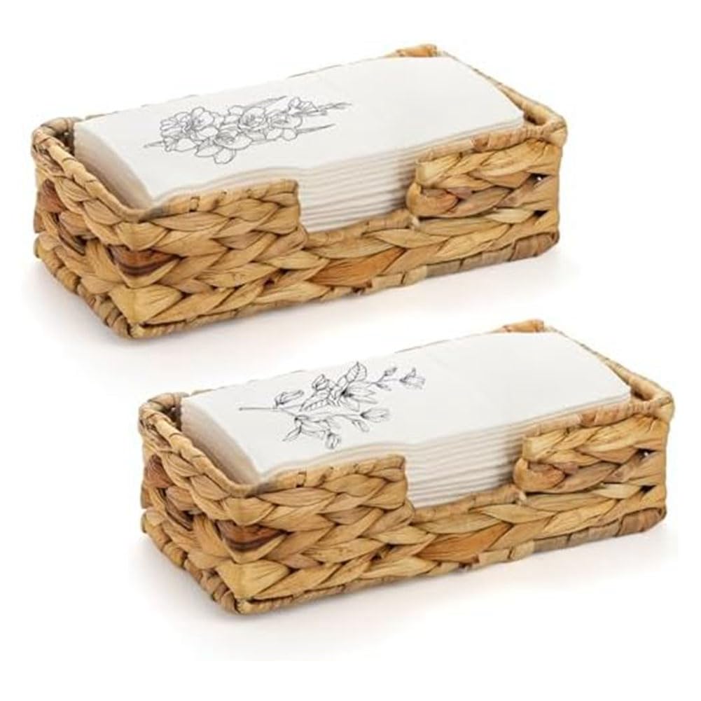 Porta tovaglioli quadrato in rattan, 19 x 19 x 6 cm, vassoio per tovaglioli in vimini intrecciato per ristorante, cucina, bagno, tavolo | Leroy Merlin