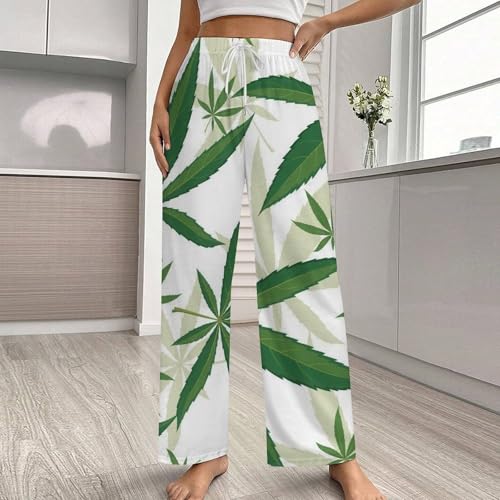Pajama Pants for Man Woman Trendy Couple Home PJ Pants Sleepwears Prensents Weed Pot Leaves2