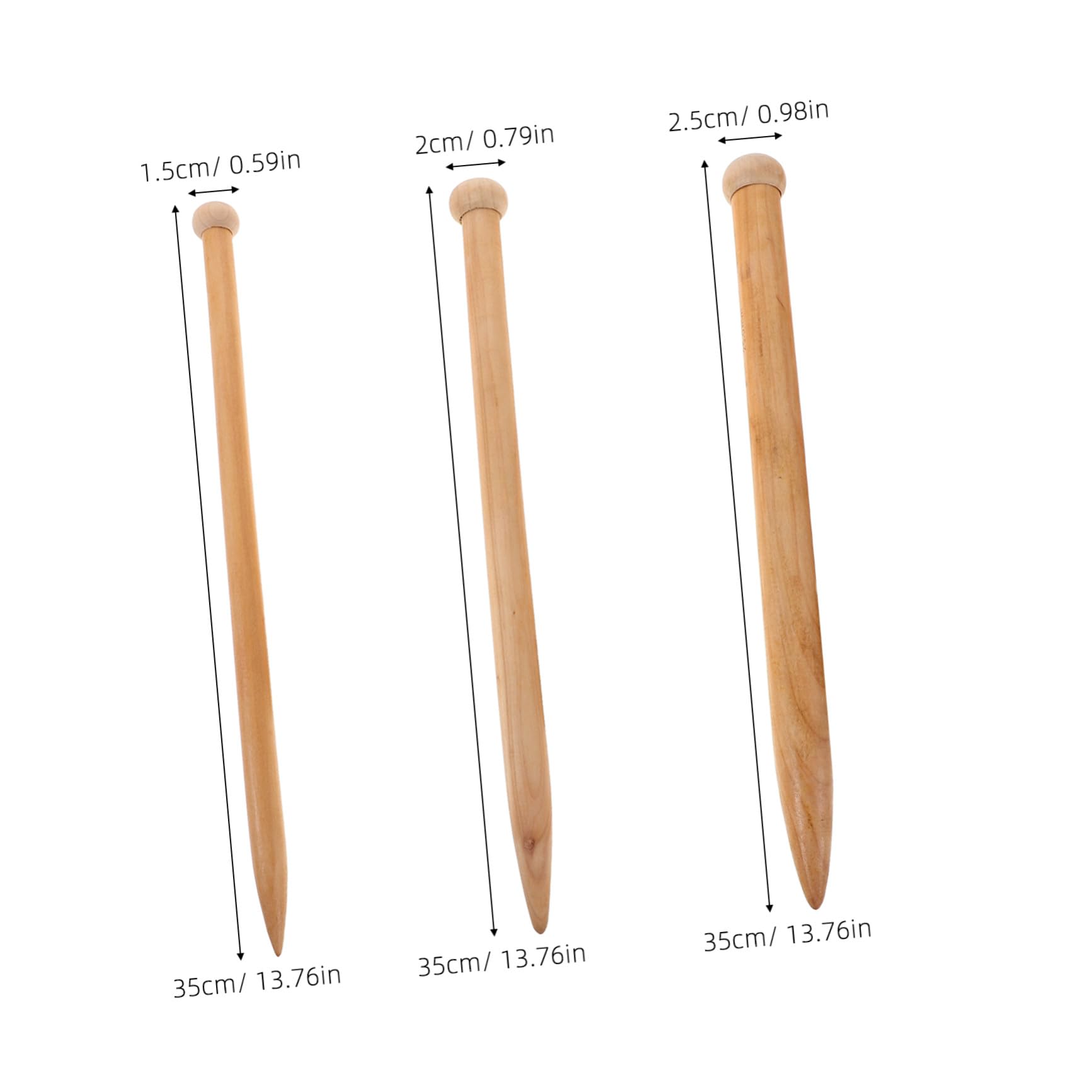 OFFSCH 6piezas Agujas de Tejer Grandes de Madera para Hilo Grueso Agujas Rectas para Bufandas Suéteres y Decoración del Hogar DIY para Principiantes