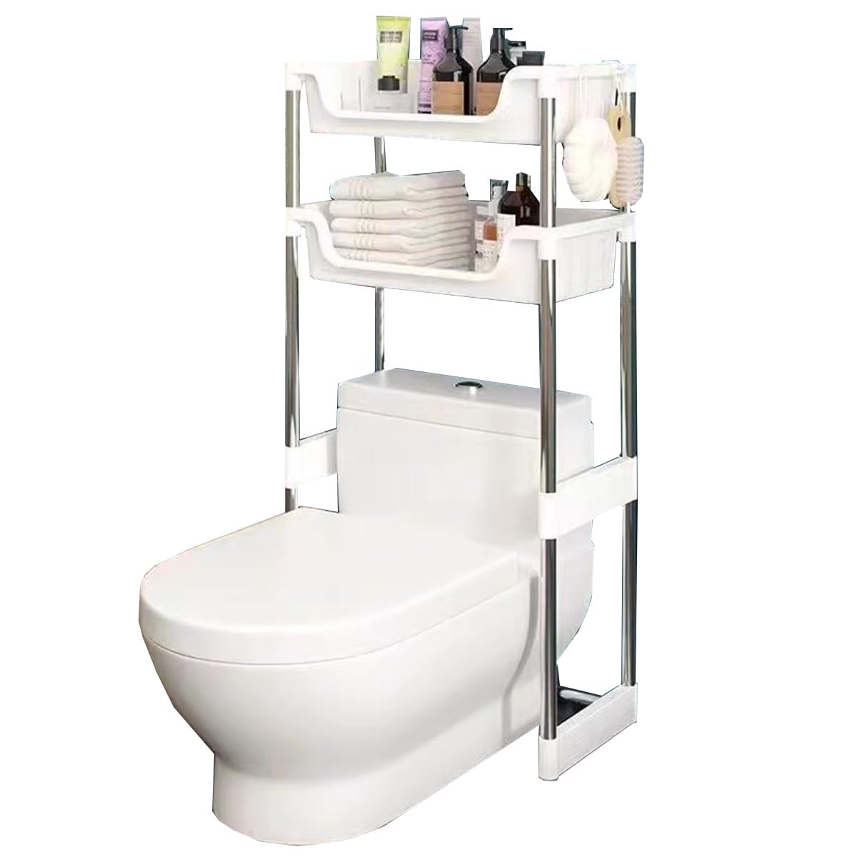 Étagère de rangement pour toilettes et meuble salle de bain blanc
