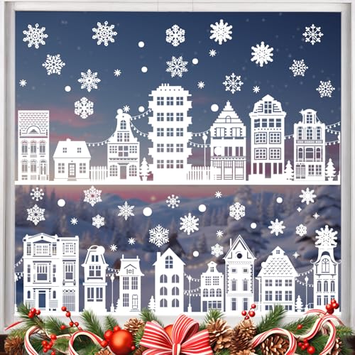 CHIHOLEN 137 Stück Fensterbilder Weihnachten, Weiß Fensterdeko...