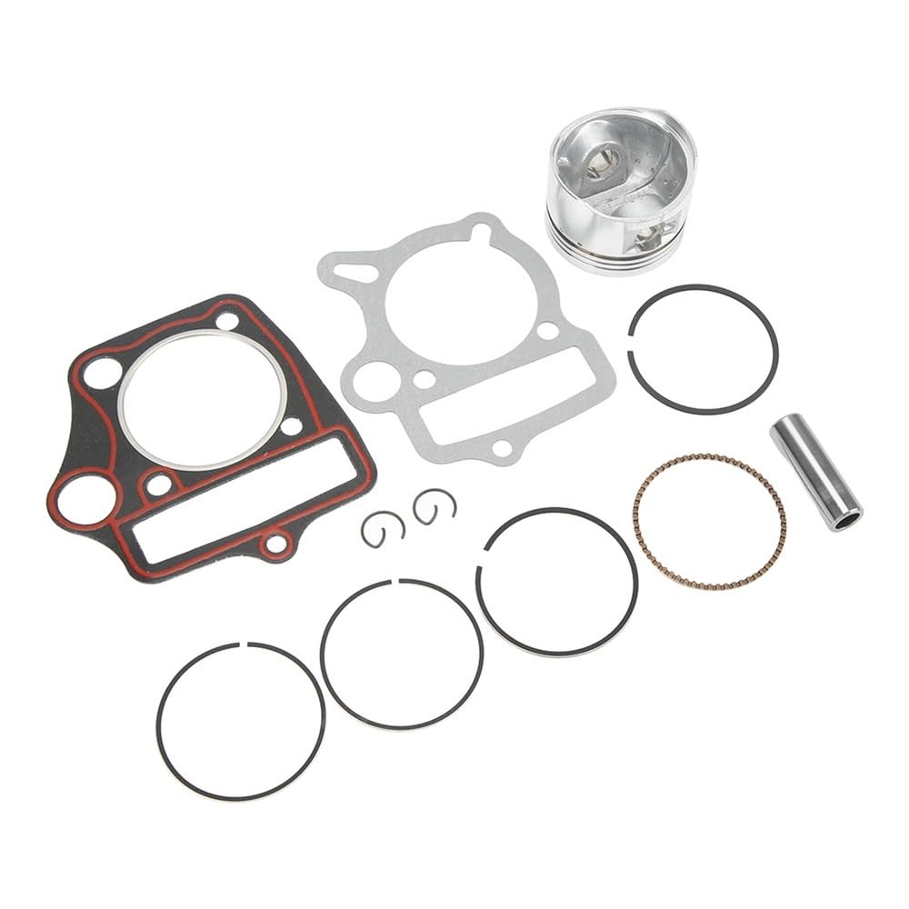 Zestaw pierścieni tłokowych do pił łańcuchowych, Pierścienie zabezpieczające tłoka Zestaw uszczelek 52,4 mm do kieszeni na gokart 110cc 125cc ATV motor terenowy Pit