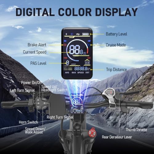 EDIKANI S01 26" Electric Bike for Adults 2000W Peak 1200WH 34MPH E Bike image 11