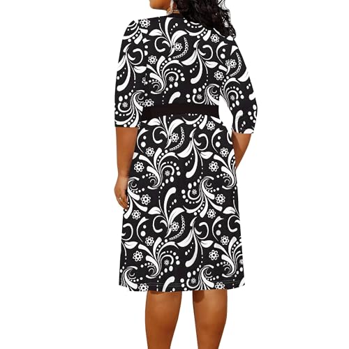 Image of PinkPatty Women's Plus Size Maxi Dress Print 3 /4 Sleeves V Neck Party Sundress Wedding Guest Dresses