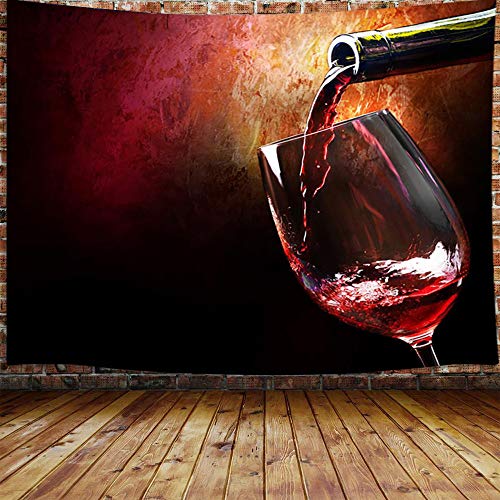 Red Wine Theme Decor Tapestry, Vintage Style Glass Profession Art Wall Hanging For Bedroom Living Room College Dorm, Tv Backdrop Wall Blankets 60X40 Inches #TOP24