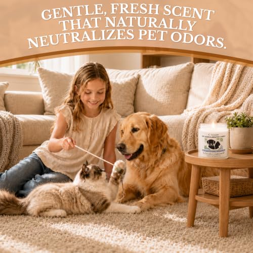 Image of Pet Odor Eliminating Candle, Lavender & Cedarwood, Soy Wax, 7oz | Helps Eliminates 95% Pet Odors, 50Hr Burn, Pet Friendly Candles, Perfect for Living Rooms & Pet Zones, Gift for Pet Owners