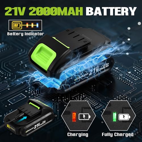 Image of WORKBLESS 21V Power Drill Set, Cordless Drill with Battery and Charger, 3 /8'' Keyless Chuck, Variable Speed, 18+1 Torque Setting and 28pcs Bits Tool Set(Green, 1 Battery)