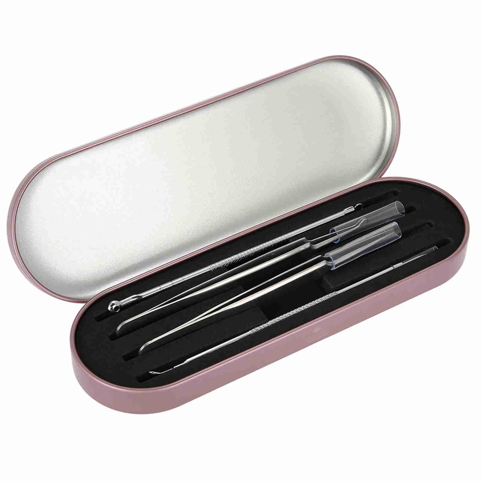 Jelquix Rosy Red Eyelash Extension Tweezers Organizer Tinplate Storage Box Durable Slot Design Holds 4 Tweezers Convenient For Makeup Artists (Rosy Red)