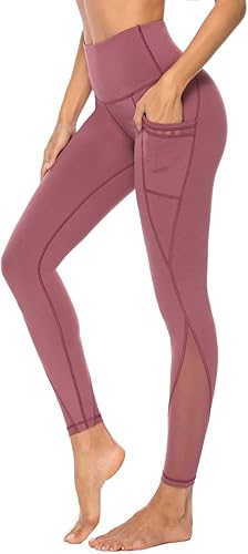 Persit - Pantalones de yoga estampados para mujer con 2 bolsillos, cintura alta y control de abdomen, hechos de tela elástica en 4 direcciones que