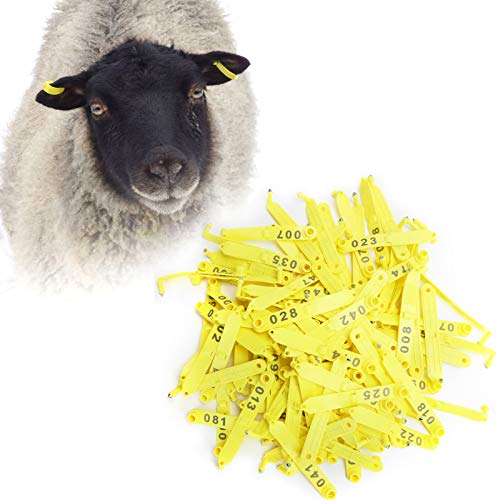 Étiquette d'oreille mouton jaune en polyuréthane avec numéros pour identification du bétail