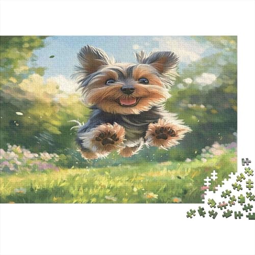 Rompecabezas imposible de Yorkshire Terrier, obra de arte premium de 1000 piezas en 70x50cm