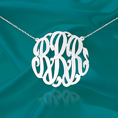Personalized Monogram Necklace - 1.25 Inch Sterling Silver Custom Monogram Necklace - Handcrafted Designer - Initial Necklace - Monogrammed Necklace - Made In Usa #TOP5