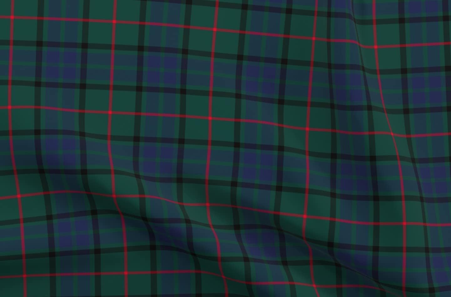 Spoonflower Fabric - Green Plaid Scottish Clan Lauder Family Blue Red Traditional Check Printed on Organic Cotton Sateen Fabric by The Yard - Sewing Quilting Apparel Home Decor