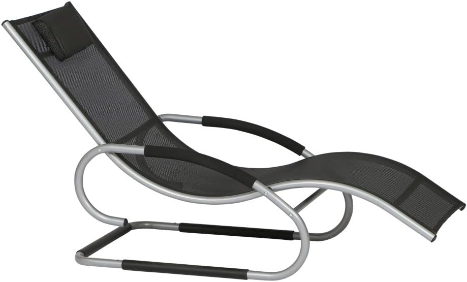 Siena Garden Lounger Adria, 152 x 63 x 82 cm, Frame: Aluminium, in Silver, Surface: Ranotex Fabric in Black