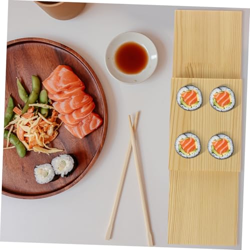 Bandeja de sushi rectangular rústica de madera miniatura 2