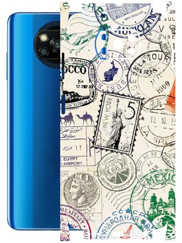 Image of AtOdds - Full Body Back Screen Guard Protector Film - Lamination Wrap Skin Sticker Compatible with Poco X3 PRO | Scratchproof Matte Finish (Stamps)