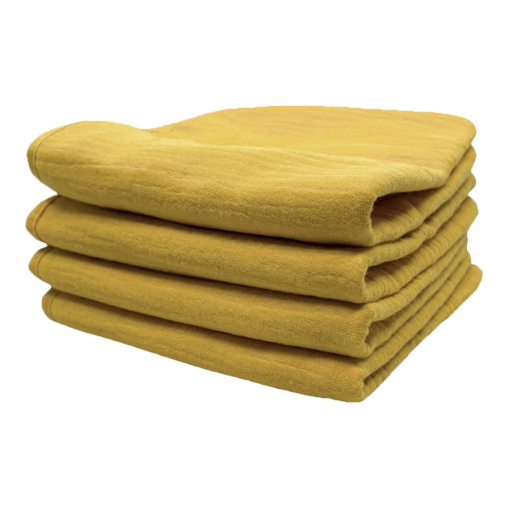 Toallitas para bebés para escupir toallas, juego de 4 unidades - Amarillo - Grueso y suave de algodón orgánico - hidrófilo con rizo
