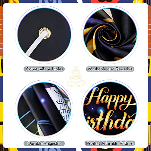 Music Note Birthday Decoration Banner, Musical Note Guitar Happy Birthday Backdrop Rock And Roll Party Decorations Banner Music Karaoke Themed For Boys Girls Adults Birthday Photography Background #TOP6