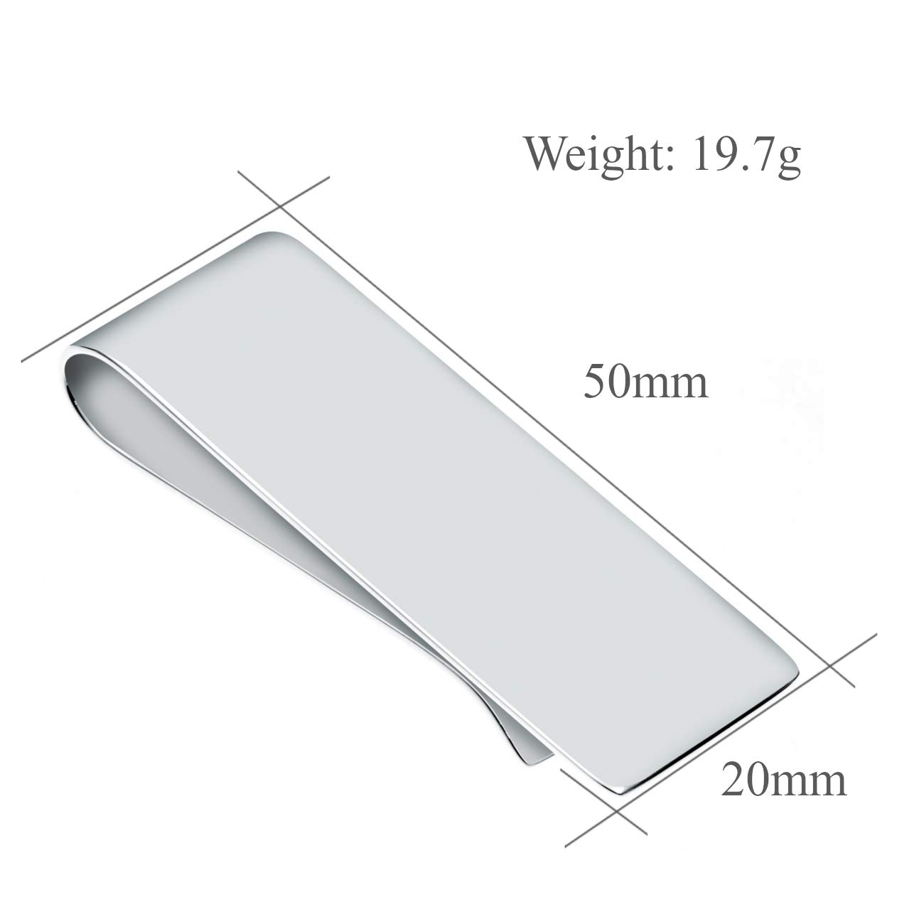 Alexander Castle Pince à Billets Uni Solide en Argent Massif 925 pour Homme avec Coffret Cadeau Bijoux - Cadeau Homme