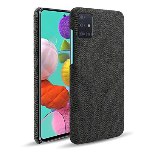 Suhctup Kompatibel med Samsung Galaxy A41 original fodral ultra smal stötsäker enfärgad tyg skyddande fodral, anti-fingeravtryck reptålig mobilskal, Galaxy A41 – svart