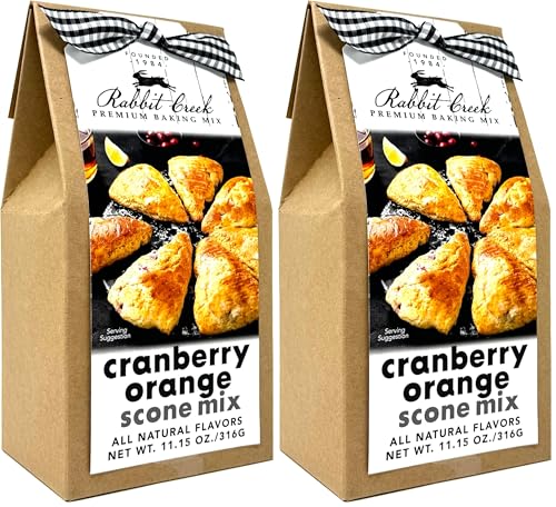 Rabbit Creek Cranberry Orange Cream Scone Mix – Easy To Make Scone Mix, Made in the USA, Cranberry Orange Scones Mix (Pack of 2)