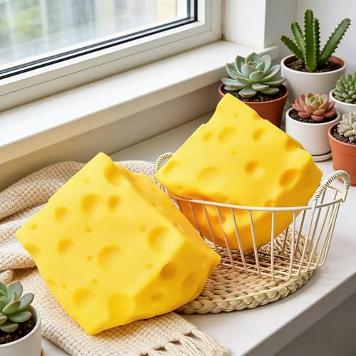 Image of 2Pcs Cheese Squishy, Taba Squishy, Dumpling Squishy-Stretchy Food-Shaped Sensory (Green)