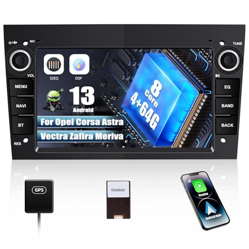 [8-Core 4+64G] CAMECHO Android 13 Radio Coche para Opel Corsa d/Astra h/Zafira b/Meriva con CarPlay&Android Auto&DSP,7 Pulgadas Pantalla Táctil con GPS WiFi Bluetooth 32EQ FM RDS Radio