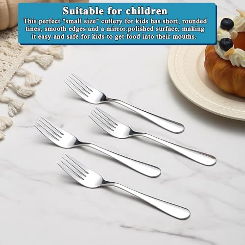 Cake Forks Set of 12, Berglander Stainless Steel 14cm Dessert Fork for Cocktail, Dessert, Cake, Tea, Fruit, Cheese, Appetizer Small Forks for Party, Hotel, Restaurant, Cafes Dishwasher Safe - 3