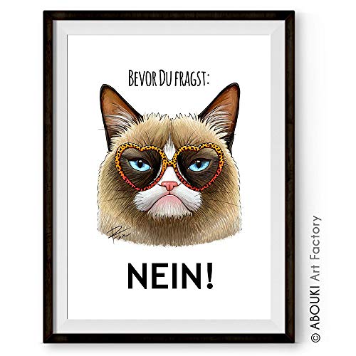 Katze Nein – Kunstdruck ungerahmt, DIN A4