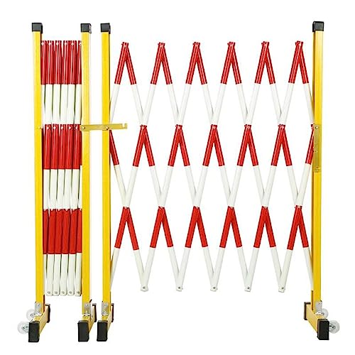 SGKOMN Expandable Barricade with Casters, Folding Industrial Mobile Safety Barrier Flexible Extensible Driveway Security Gate Pedestrian Barricade, Traffic Fence, Road Close, Red-1.2x4m