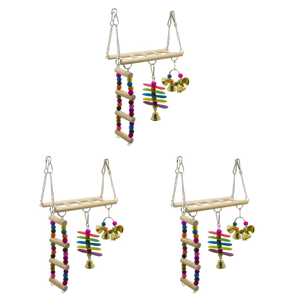 Mipcase 3stücke Vogelspielzeug Set Für Papageien Teiliges Kletter Und Schwing-Set Naturholz Hängematte Und Leiter Für Wellensittiche Und Nymphensittiche Fördert Aktivität Und