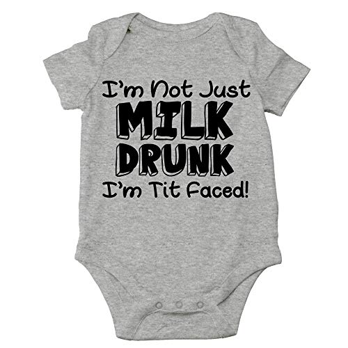 CBTwear I'm Not Milk Drunk I'm Tit Faced! Funny Romper Cute Novelty Infant One-piece Baby Bodysuit (Newborn, Heather Grey) CBTwear I'm Not Milk Drunk I'm Tit Faced! Funny Romper Cute Novelty Infant One-piece Baby Bodysuit (Newborn, Heather Grey)